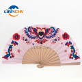 Promotional hand held wooden folding fan with wood rib